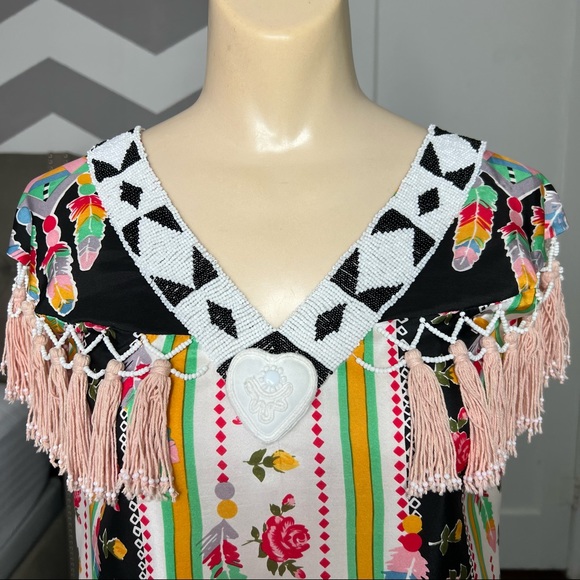 Manoush 100% Silk Vintage Coquette Baby Doll Dress, Intricate Detailing - Picture 4 of 10